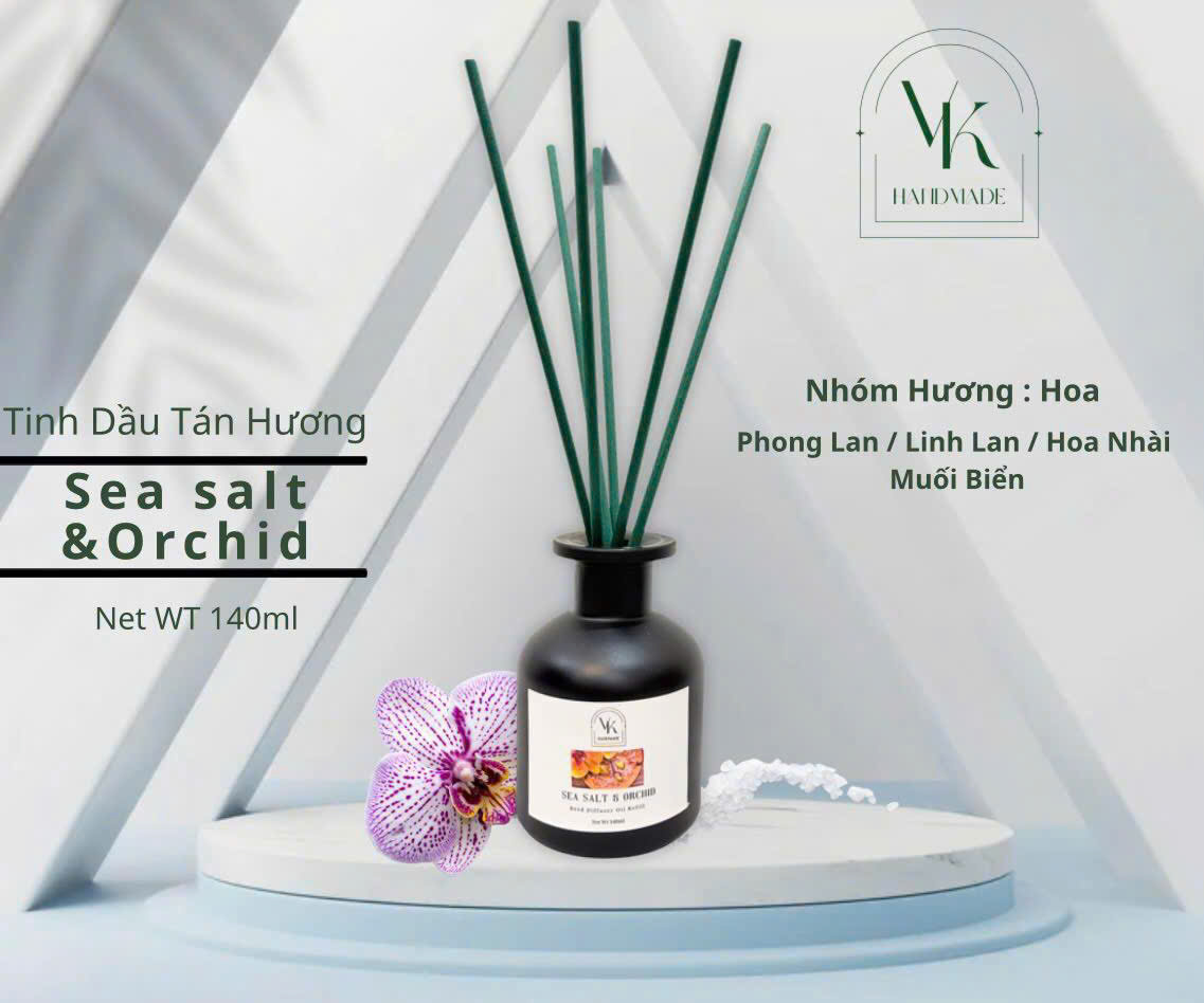VKcandle Reed Diffuser 140ml – Sea Salt & Orchid: Hương thơm lãng mạn của biển và hoa lan